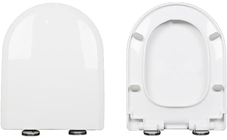 Giural Copriwater Universale con Chiusura Ammortizzata, Tavoletta WC con Cerniere Regolabili a 360° e Sgancio Rapido, Montaggio Rapido, Sedile WC a Forma di D/U, PP, Bianco,35x44cm