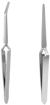 tiyiyok 2 Stück Kreuzverriegelungs Pinzette, Kreuzpinzette, Professionelles Edelstahl Pinzette, Gebogen und Gerade, Lötpinzette, für DIY Basteln, Schmuckherstellung, Elektroniklabor