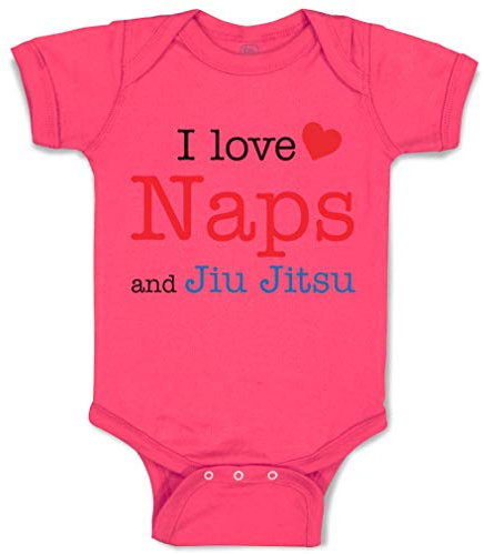 Custom Baby Bodysuit I Love Naps and Jiu Jitsu Sport Martial Arts Funny Cotton Boy & Girl Baby Clothes Hot Pink Design Only 12 Months