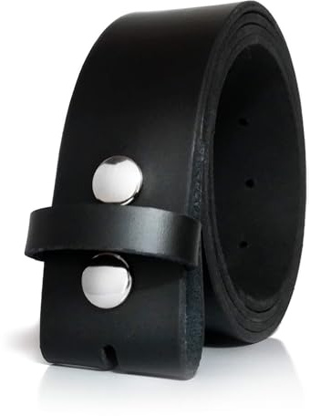 almela Cinturón sin hebilla | Hombre y mujer | Hebilla intercambiable | 3,5 cm y 4 cm de ancho | 35 mm y 40 mm | Cuero | Broche a presión | Belt without buckle (40mm, Negro, 115)