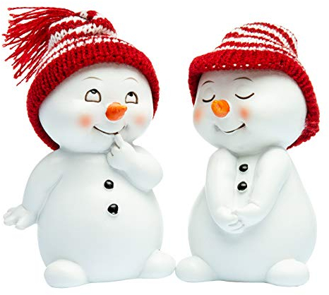SIKORA DK32 Schneemann mit Strickmützen Dekofiguren für Weihnachten und Winter 2er Set H:11cm
