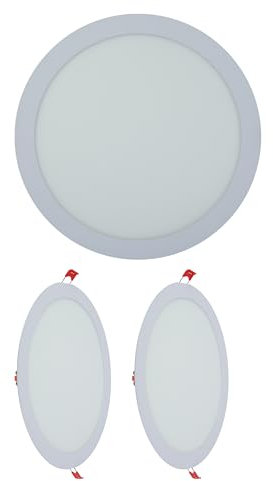 TEKLED LED Round Recessed Ceiling Light | Flat Panel Ultra Slim 300mm Downlight | 24W 2400LM 3000K Warm White | for Home Kitchen Office Shop Industrial Use | 2-Pack [Energy Class F]