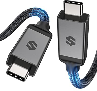 Silkland USB 4 Kabel 6.6FT/2M für Thunderbolt 4, 40Gbps Datenübertragung, 8K/5K@60Hz, 4K@240Hz, 240W Laden, geflochtenes USB C Videokabel kompatibel mit MacBook, Tragbarem Monitor, SSD, Docking, iPad