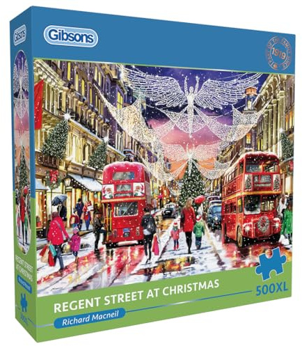 Gibsons Regent Street at Christmas 500XL Jigsaw Puzzle for Adults - Extra Large Pieces for Easy Handling - London Christmas Shopping Scene - Premium Sustainable UK/EU Made - Great Gift Idea