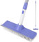 Floor Squeegee Broom Scrubbing Brush, 2-in-1 Scrape and Brush with Long Handle, Stiff Bristle Shower Scrubber for Cleaning Garage,Kitchen,Tile and Wall