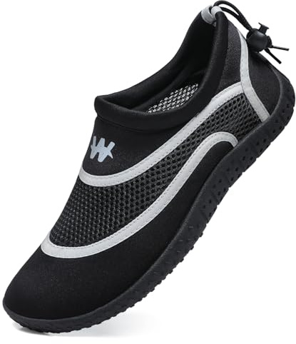 WateLves Water Shoes Aqua Mens Women Quick Dry Breathable Adjustble Beach Swim Pool Sea Dive Surf Kayak Unisex(Black Grey 37)