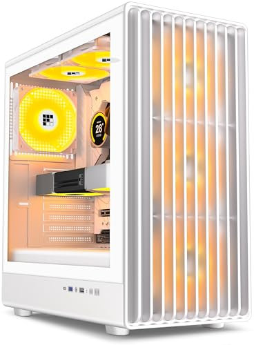 FOIFKIN K6 Boîtier PC - Ventilateur ARGB 6 PWM pré-installé (3 x 140 mm et 3 x 120 mm), boîtier PC de jeu ATX avec type C, noir (blanc, K6)