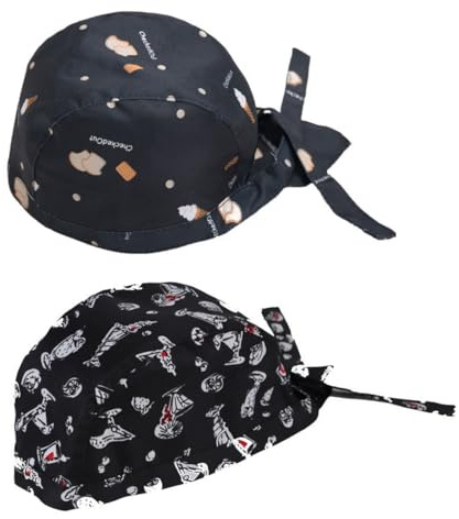 WeddHuis 2 Piezas Gorro de Cocina Unisex Ajustable, Bandana Transpirable para Cocina, Restaurante, BBQ y Disfraz de Fiesta (B)