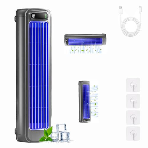 Sherum Rafraichisseur d'Air,Rafraichisseur d'Air Silencieux,Mini Climatiseur Portable,Shirem Serum Cooling Ace 3.0,3 Vitesses,Avec Affichage Led,Rechargeable,Convient Pour La Maison (Gris)