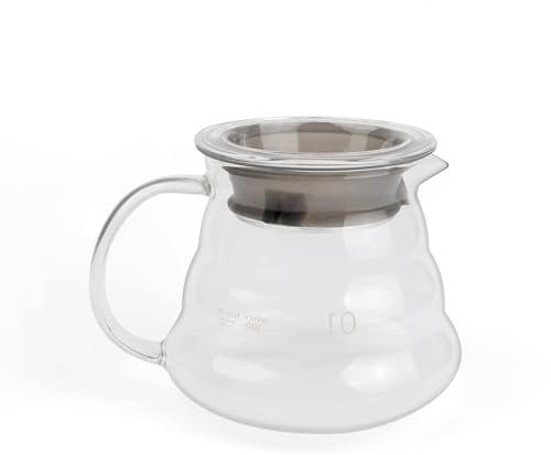 DIYCUT Jarra Cafe Cristal, Servidor de Café de Vidrio, Tetera de Cristal, Cafetera de Goteo, Polivalente Práctica, para Café Filtrado, Infusión en Frío, Bebidas Calientes, Jugo, Té, Hogar y Oficina
