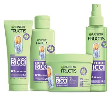 Garnier Fructis Kit Idratante, Con Shampoo, Pre-Shampoo, Maschera e Spray, Per Tutti i Tipi di Riccio, Ricci Definiti, Idratati e Morbidi, Con Acido Ialuronico e Burro di Karité, Metodo Ricci