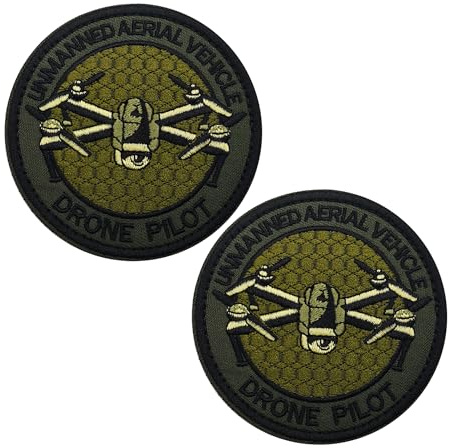Broderade UAV-dronepilotlappar, taktiska vapensköldar för militärt moral, armband för utomhusryggsäckar, 8 cm, med kardborreband och svamprygg, set med 2