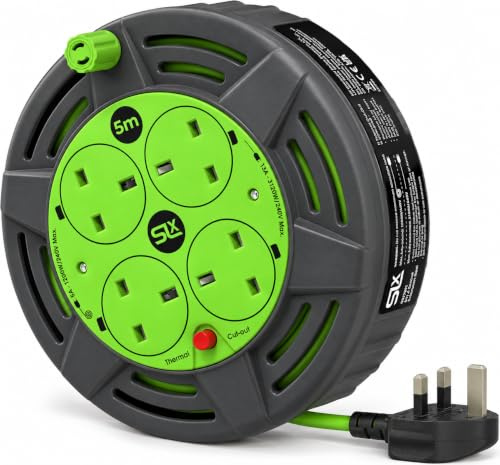 SLx 5m Extension Lead Reel, 4 Socket, 13A with Thermal Cut-Out