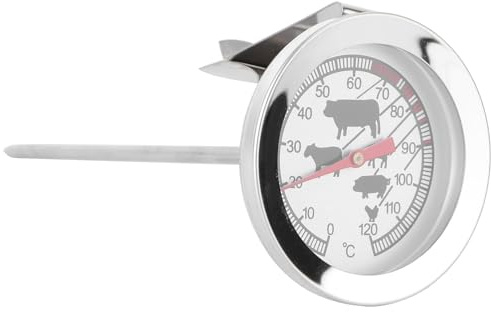 Homoyoyo Thermomètre pour Barbecue en Métal Double Thermomètre Cuisine Étanche à Lecture Instantanée, Outil de Mesure de Température Précis pour Cuisson Extérieure, 1 Pièce Blanche, Usage