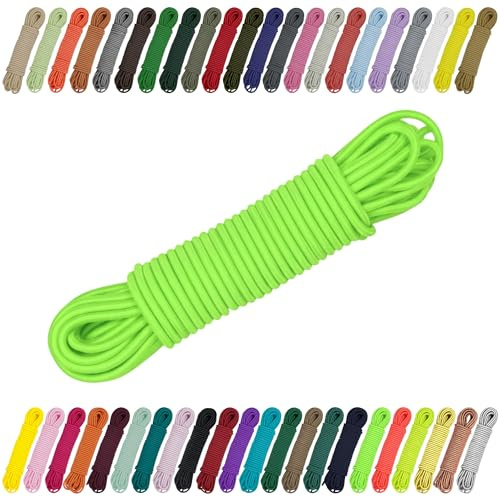 CARTONARE Gummisnöre 2 mm 3 mm elastiskt snöre för sömnad, hantverk och utomhus – runt gummi, expanderrep, gummiband (1001) neongrön, 3 mm x 5 m