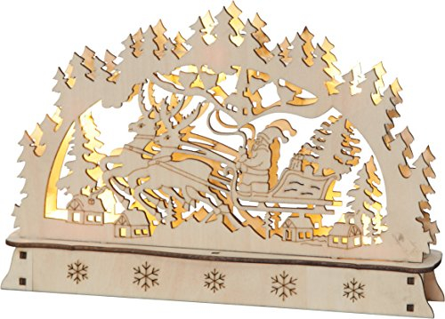 Star 275-03, LED-FensterleuchterOberhof, 5 LED, Holz, Weiß, 5.0 x 22.0 x 15.0 cm