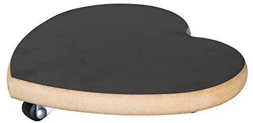 WAGNER Soporte con ruedas para plantas CORAZÓN NEGRO Ø 20 x 4 cm I Carrito para flores para interior, MDF con revestimiento de melamina, negro I Carro para plantas I Capacidad de carga 100 kg-20027701
