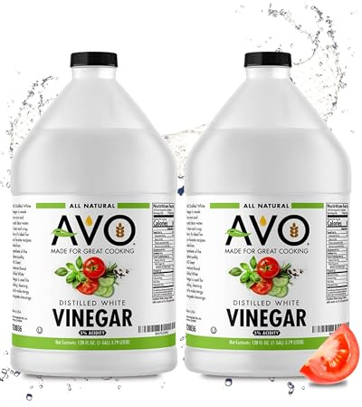 AVO Distilled White Vinegar 1 Gallon (128 oz) - 5% Acidity, Pure Natural White Vinegar Gallon (2 pack)