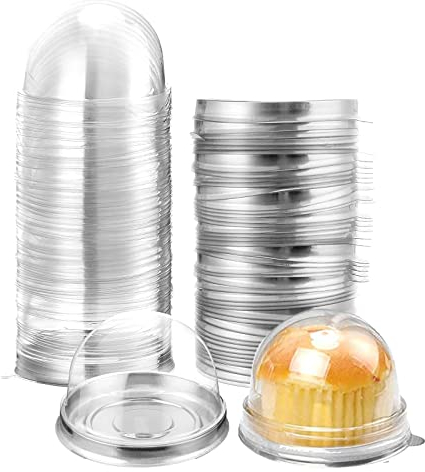 xocome Mini Cake Boxes, Cupcake Containers, Mooncake Boxes, Muffin Trays, Dome Muffins, Single Cupcake Birthday Wedding Party (Silver, Pack of 50)
