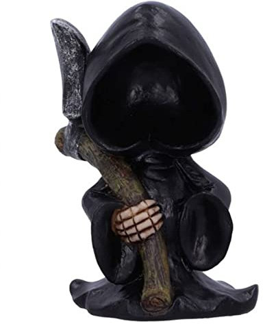 FANCHENGA Grim Reaper Figurine Halloween Collectible Statue, Hand Painted Resin Grim Reaper Figure with Scythe, Scary Grim Little Reaper Halloween Spooky Gothic Decoration Sculptures,A