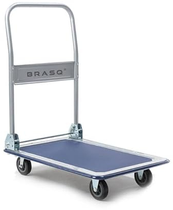 BRASQ, Transportwagen klappbar, maximalen Tragkraft von 150 kg, Rahmen und Ladefläche Stahl, robust, Plattformwagen mit beweglichen Reifen