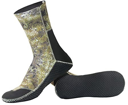 CAZARU Neoprensocken 3 mm Neoprensocken Thermal Cold Anti-Rutsch Tauchsocken Flossen Wassersocken für Männer Frauen Schnorcheln Schwimmen Surfen und Wassersport,Camouflage,XXL