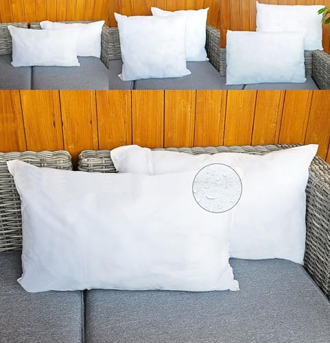 JACK 2er Set Innenkissen Kissenfüllung 30x50 45x45 40x60cm Inlett Wasserfest Wetterfest Kopfkissen Zierkissen Outdoor Kissen, Größe:30 x 50 cm