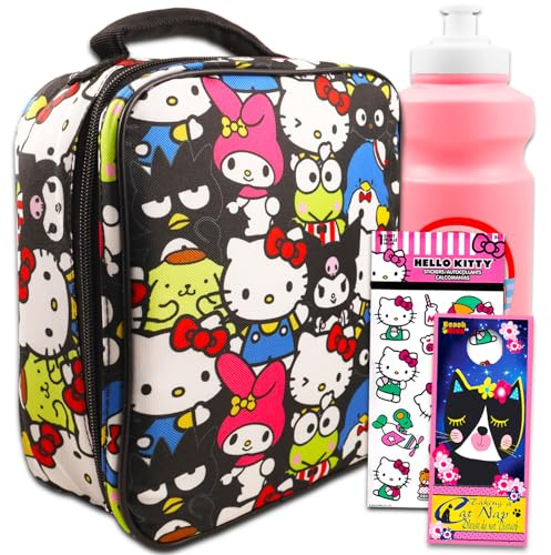 Hello Kitty Lunch Box Set for Girls - Bundle with Hello Kitty Lunch Bag Plus Water Bottle, Stickers, More | Hello Kitty and Friends Lunch Box