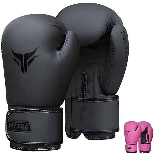 Mytra Fusion Boxningshandskar Dam Muay Thai Handskar MMA Träning Stansning Kickboxningshandskar (Black, 8-oz)