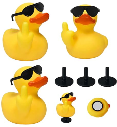 3pcs Small Rubber Ducks with Sunglasses for Bathroom Home Ornament, Creative Gift for Car Dashboard Decorations Party Favors Toddler Kids Toys
