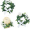 NBEADS 2 STK. Kerze Ringe, Künstliche Blatt-Kerze Ringe Kerze Blätter Kranz Kerze Tropfschutz für Säulen Boho Wreath Pillar Kerzenhalter für Hochzeit Party Tischdekoration, Seegrün