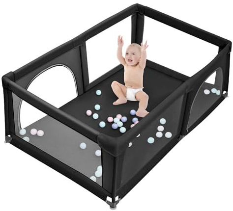 Parque infantil, parque infantil de tela oxford, parque de bebé con malla transpirable, parque infantil para bebés, con 50 bolas, centro de actividades de parque infantil estable y transpirable (B,