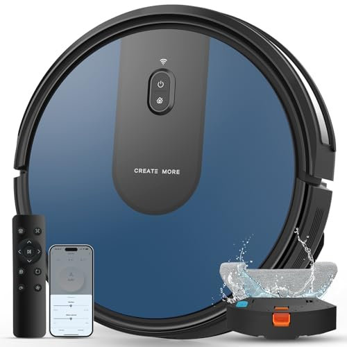 Robot Vacuum Cleaner with Mop, 4-in-1 Robotic Vacuums, 4000Pa Ultra Strong Suction, Long Running Time, Self-Charging, App/WiFi for Pet Hair Hard Floor and Carpet
