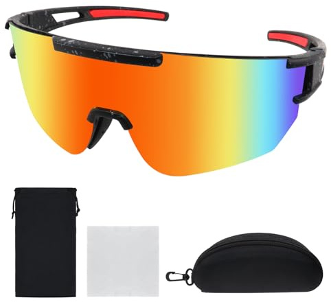 Homeinmind Schnelle Brille,Fahrradbrille Herren Damen,Sportbrille Fahrrad Radbrille Laufbrille UV400 Schutz Schnelle Sonnenbrille für Rennrad Fahrrad MTB Laufen Golf Reiten Ski Rave Grün Orange