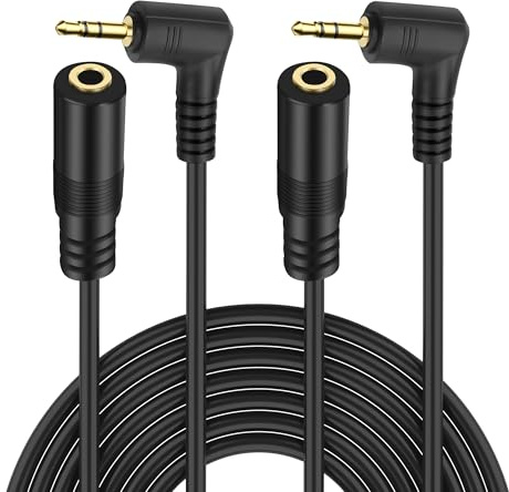 MEIRIYFA Cavo di prolunga audio da 2,5 mm, 2 confezioni da 90 gradi, 2,5 TRS maschio a femmina, cavo adattatore jack per smartphone, cuffie, lettore MP3, registratore, fotocamera (1,8 m, 2,5 mm TRS)