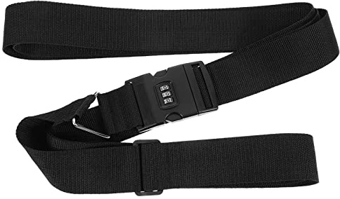 FOMIYES 1 Pièce Sangle de Bundling de renforcement Ceinture à Bagages Ceinture de Reliure de Valise Sangle de Liaison de Mot de Passe de Chargement Pompon Black
