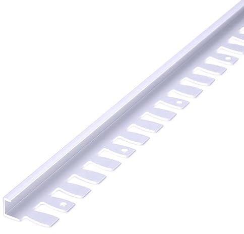 Yiustldd Profilo Decorativo per Pavimento da 2,7 m, Barra di Transizione per soglia, Profilo di Finitura a Bordo Piatto per Pavimento, 2.7m,Bianca,6/8mm