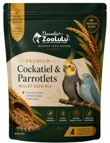 Danodia's Zoolulu Premium Mezcla de Mijo para Ninfas, Loritos, Periquitos y Agapornis 450 g / 1 LB, Mixtura de Semillas para Aves Pequeñas, Feather Fuel para Alimentación Diaria