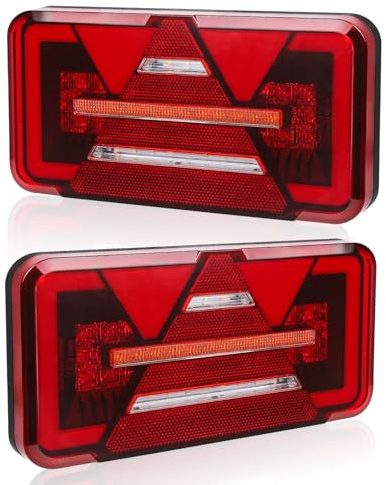 Yinaolan 2 st LED-bakljussats, 12V/24V super ljusstarka LED-släpvagnsbakljus, IP67 vattentäta bakljus med broms-, blink-, stånd-, backljus, dimljus för lastbilar, husvagn, skåpbil, traktor