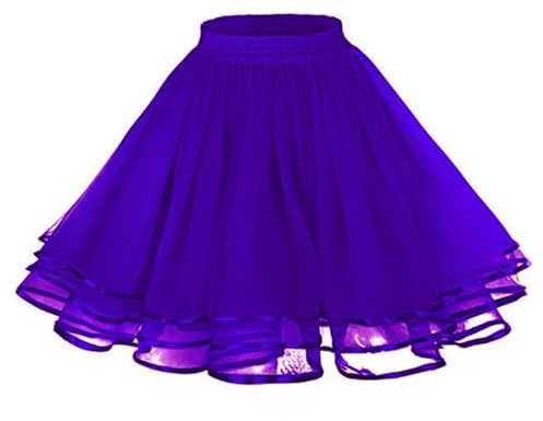 Gonna da skater, da donna, versatile, elastica, mini, svasata, casual, Viola scuro, Taglia unica