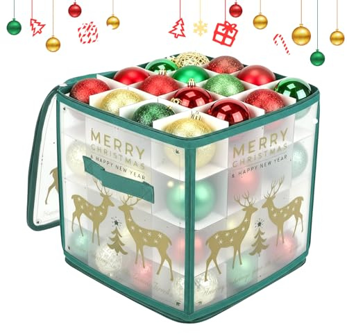 Porta Decorazioni per Albero di Natale - Contenitore Con 64 Compartimenti Per Decorazioni Stagionali - Scatola Porta Addobbi con Divisori Interni,Adatto A Casa Appartamento Dormitorio Hotel Fattoria U
