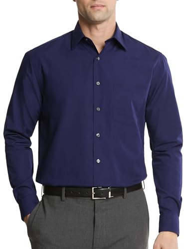 Van Heusen Men's Dress Shirt Regular Fit Poplin Solid, Persian Blue, 18.5 Neck 34-35 Sleeve