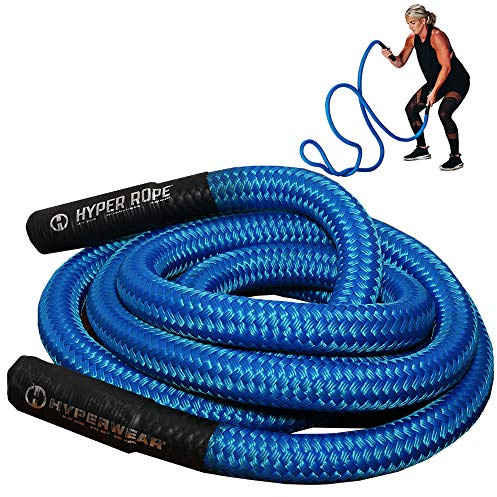 HYPERWEAR Hyper Rope - Cuerdas de Batalla Cortas con Peso, Cuerda de Ejercicio, Gimnasio en casa, Cuerda de Batalla, Ancla Opcional, Cuerda de tamaño Completo, Entrenamiento en 6 pies o Menos Espacio