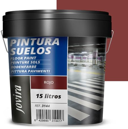 JOVIRA PINTURAS Pintura Suelos, Garajes y Pavimentos Deportivos en general, acabado Mate. Protege y decora las superficies de hormigón, cemento y asfalto. (15 Litros, Rojo) A-17-B