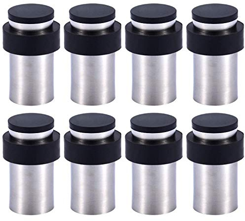Butoir de Porte 6cm en INOX avec Caoutchouc Butée de Porte au Sol ou Mur (Lot de 8)