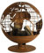 Rivanto® Feuerball Globus Ø59 x H66 cm, Carbonstahl lasergeschnittene Feuerschale, attraktive Gartendekoration, Lagerfeuer, Rostoptik