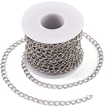 Catene a maglia barbazzale intrecciate in ferro da 10 m, non saldate, 7 x 5 mm, per collane, gioielli, accessori fai da te