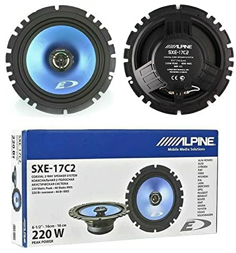 Coaxial 2 speakers compatible with ALPINE SXE-17C2 2 way 16.50 cm 165 mm 6.5 40 watts rms 220 watts max standard car housings, per pair