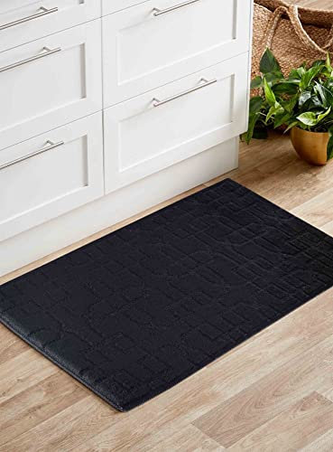 GULLAMBO Fußmatte – rutschfeste Matte für Fliesen Lino Laminierung Holzböden – waschbare Fußmatte innen, super saugfähiger Schmutzfänger – Küchentürmatten Teppiche (schwarzer Siam, 40 cm x 60 cm)