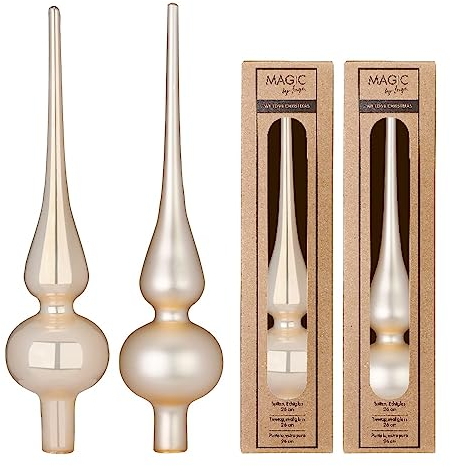 Inge-glas Christbaumspitze Glas 26cm x 1 Stück Matt oder Glanz Sortiert Creme Champagne, Gold,braun